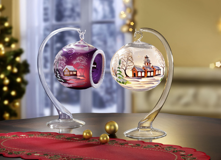 Weihnachtliche Dekorationen - Windlicht aus Glas auf Ständer, in Farbe WEIß