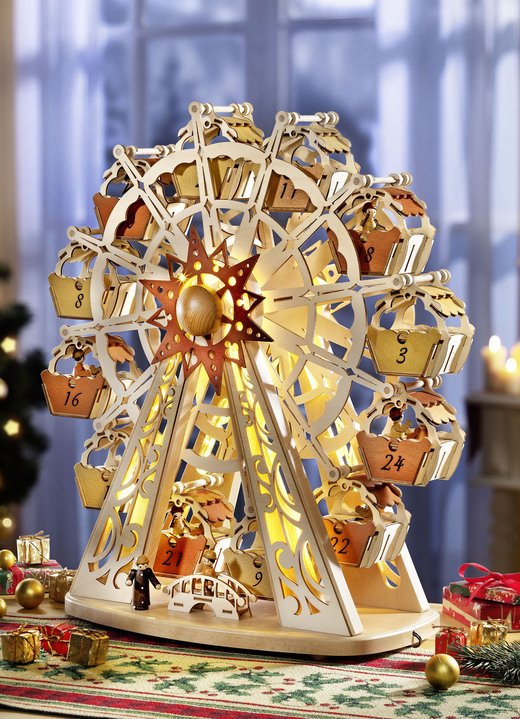 - Beleuchteter Adventskalender in Form eines Riesenrades, in Farbe NATUR