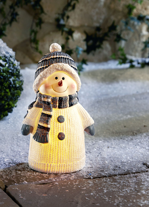 - Schneemann, handbemalt, mit LED-Beleuchtung, in Farbe BUNT