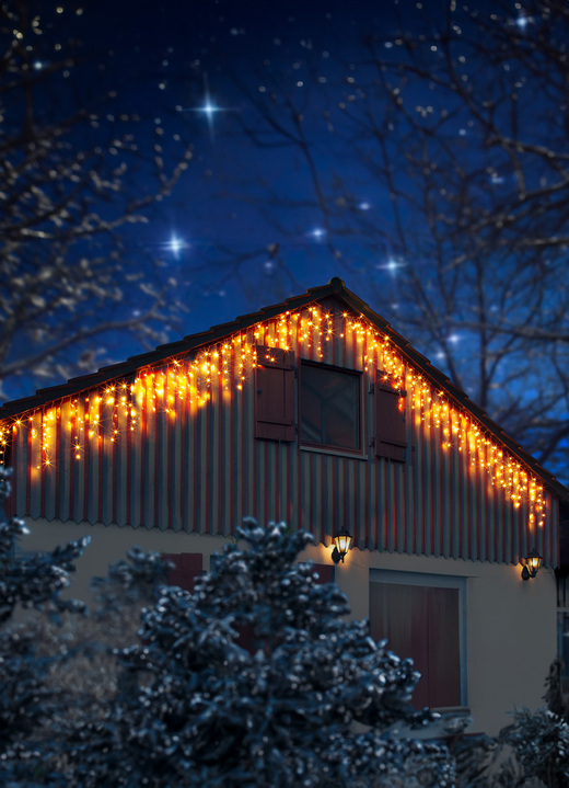 Außendekorationen - LED-Lichtervorhang Sternenregen aus PVC, in Farbe WEISS Ansicht 2