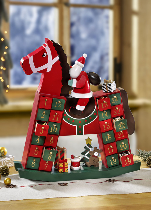 Weihnachten - Adventskalender Schaukelpferd mit Schubladen, in Farbe BUNT