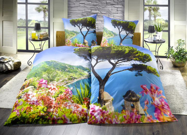 Bettwäschegarnituren - Partner-Bettwäsche mit Landschaftspanorama, 4-teilig, in Farbe BUNT
