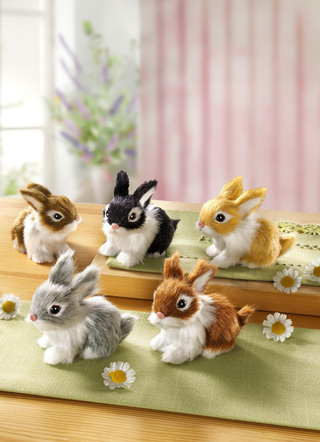 - Plüschhasen in naturgetreuen Farben, 5er-Set, in Farbe BRAUN