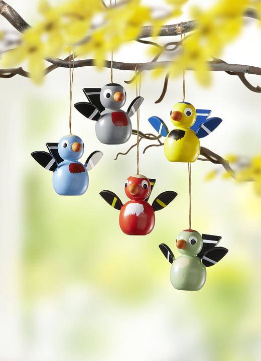- Vogelhänger aus Holz, 5er-Set, in Farbe BUNT