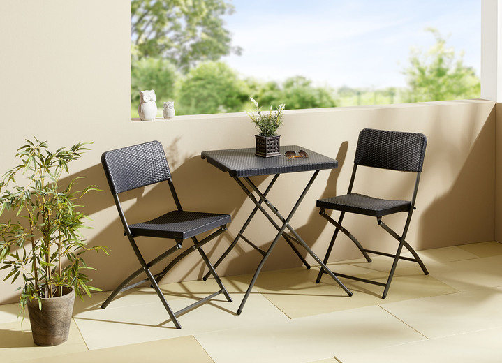 Gartenmöbel - Balkon-Set in Rattan-Optik, in Farbe ANTHRAZIT