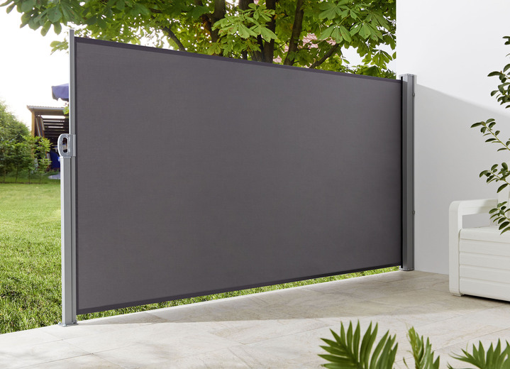Sichtschutz und Sonnenschutz - Seitenmarkise mit Gestell aus Aluminium und Stahl, in Farbe ANTHRAZIT Ansicht 1