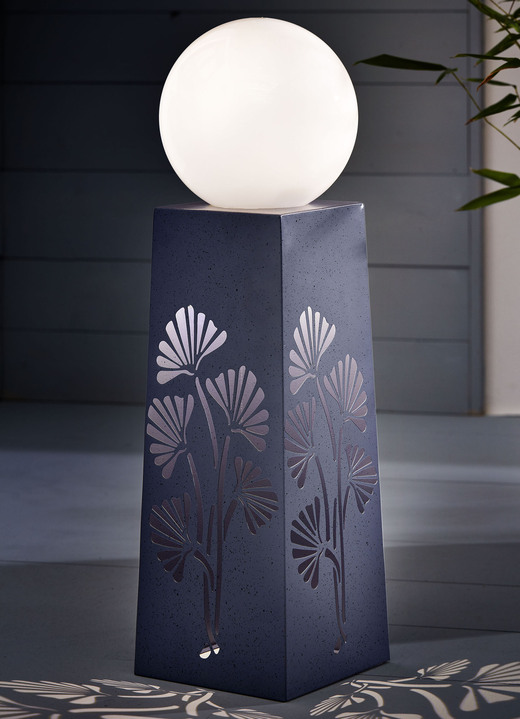 Leuchtende Dekoration - MAXXMEE-LED-Dekosäule Ginkgo, in Farbe GRAU