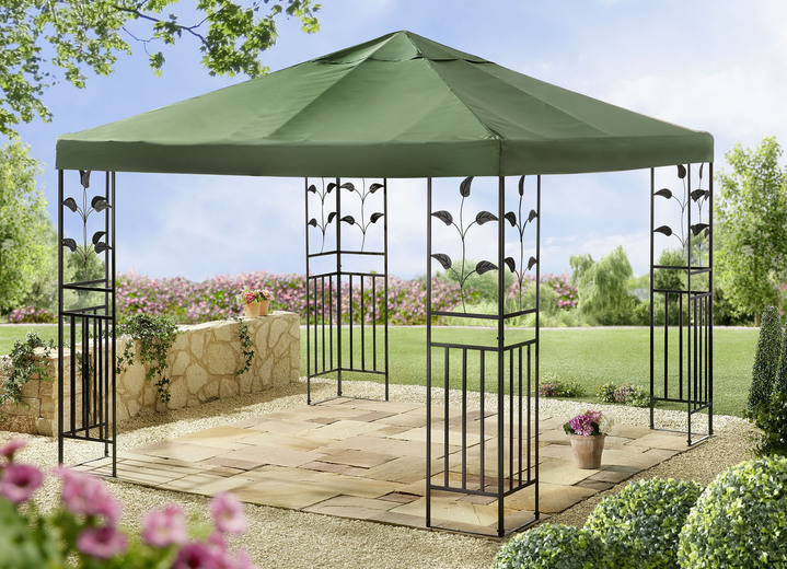 Pavillons - Pavillon Lukas mit pulverbeschichtetem Stahlgestell, in Farbe BEIGE Ansicht 3