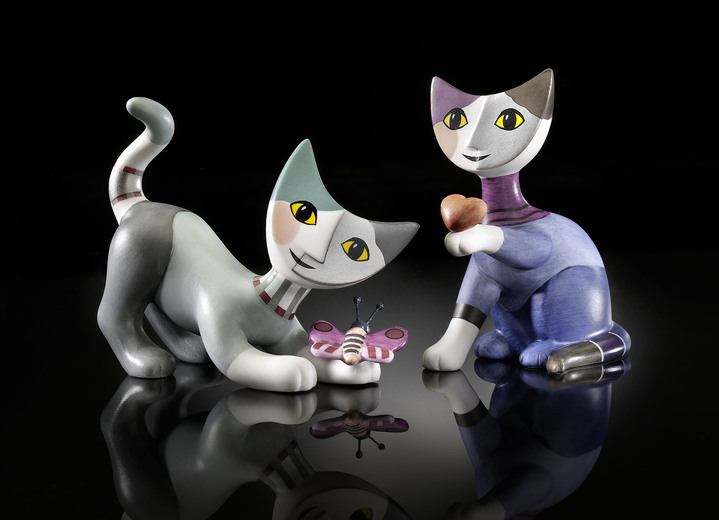 Figuren - Goebel Katzen aus Porzellan, in Farbe BUNT, in Ausführung Katze mit Schmetterling