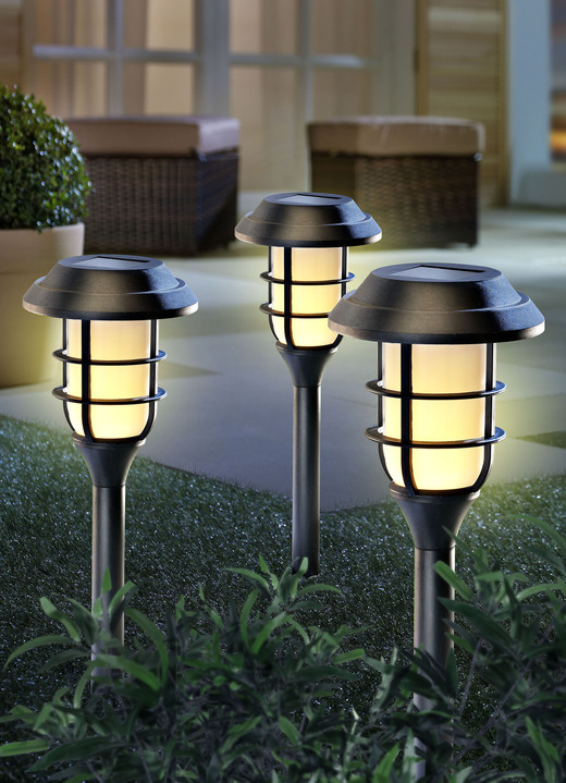 - Solar Gartenleuchte, 3er-Set, in Farbe SCHWARZ