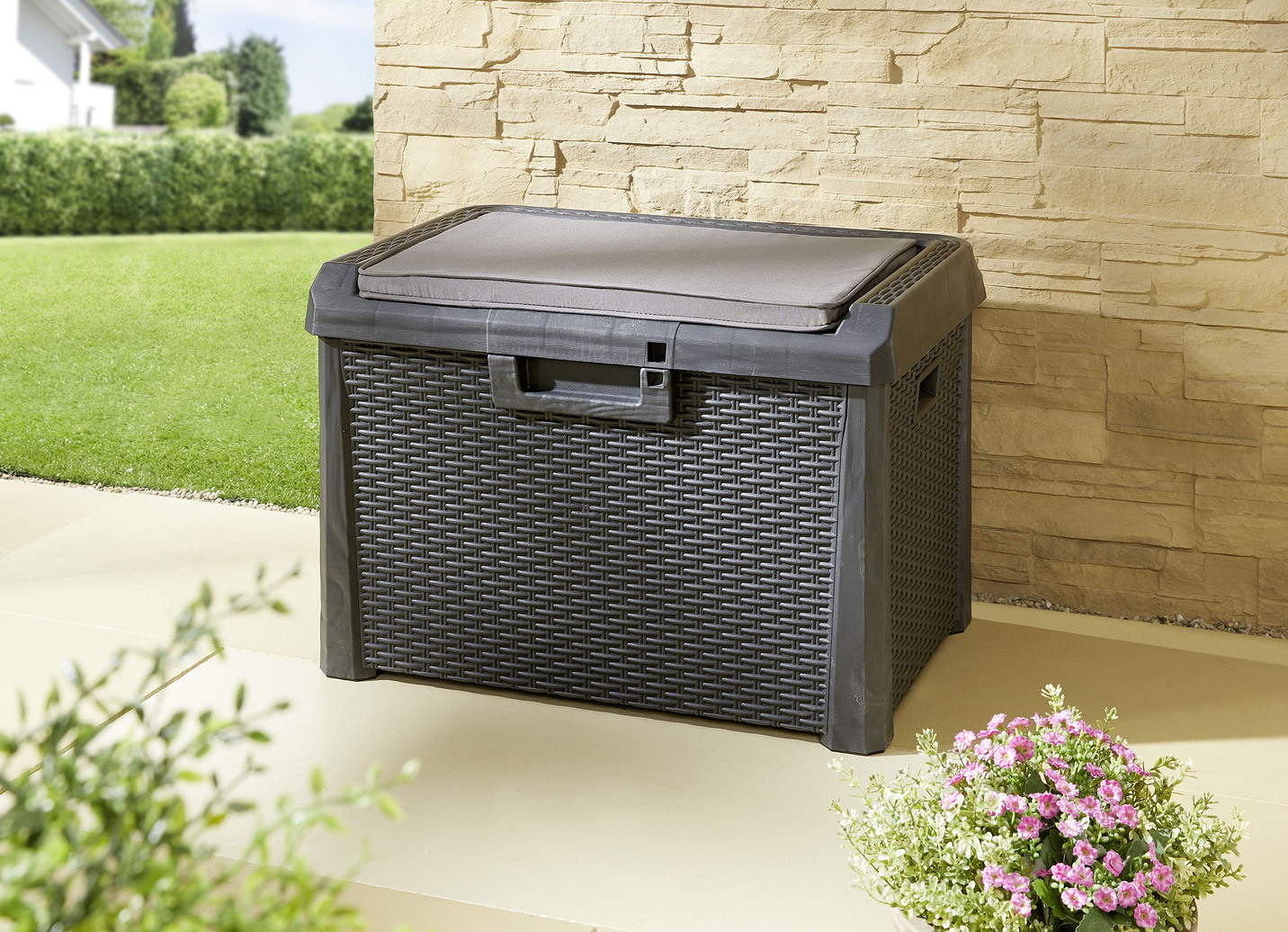 Gartenbox Santorini im elegantem RattanDesign Gartenmöbel Brigitte