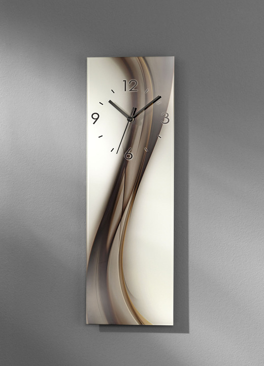 Uhren - Moderne Wanduhr aus edlem Float Glas, in Farbe BRAUN-CREME