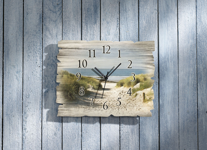 Uhren - Wanduhr aus Holz, in Farbe GRAU-BLAU