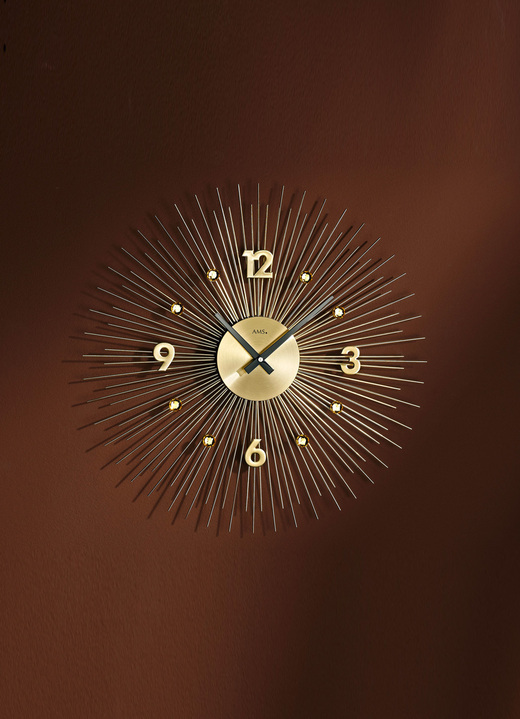Uhren - Wanduhr mit goldenen Metallziffern, in Farbe GOLD