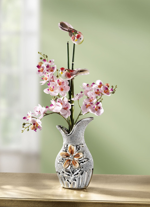 Kunst- & Textilpflanzen - Orchideen-Gesteck aus Kunstmaterial in Vase, in Farbe ROSA