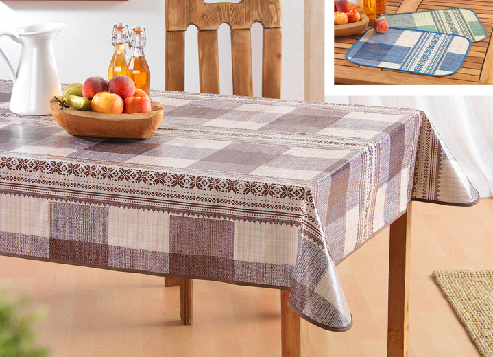 - Wachstuch-Tischdekoration, in Größe 180 (Mitteldecke, 80x 80 cm) bis 230 (Platzset, 34x 47 cm), in Farbe BLAU Ansicht 1