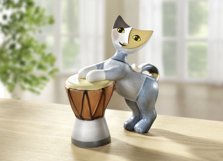 Figuren - Katze mit Trommel , in Farbe BUNT
