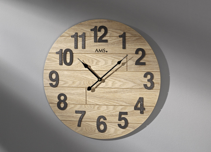 Uhren - Moderne Wanduhr aus Holz, in Farbe HELLBRAUN