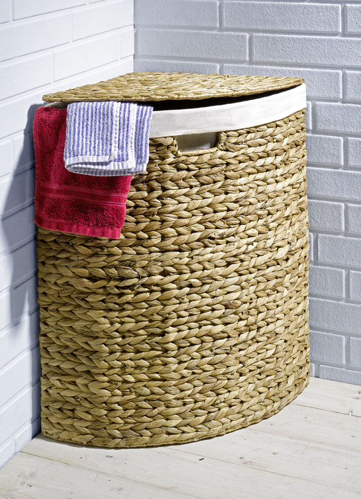 Badmöbel - Wäschekörbe aus Wasserhyazinthe, in Farbe NATUR, in Ausführung Eck-Wäschekorb, klein Ansicht 1