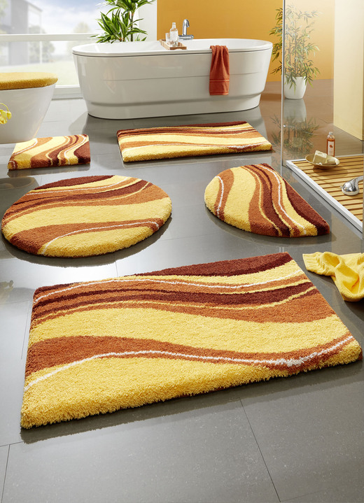 Badgarnituren - Badgarnitur von Grund mit rutschhemmender Latex-Rückseite, in Größe 100 (Vorleger halbrund, 50x 80 cm) bis 112 (WC-Deckelbezug 47x 50 cm), in Farbe BLAU Ansicht 2