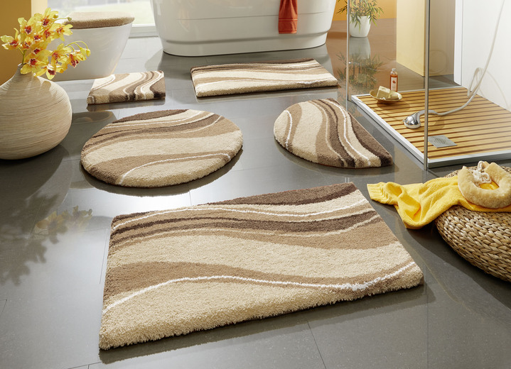 Badgarnituren - Badgarnitur von Grund mit rutschhemmender Latex-Rückseite, in Größe 100 (Vorleger halbrund, 50x 80 cm) bis 112 (WC-Deckelbezug 47x 50 cm), in Farbe BLAU Ansicht 4