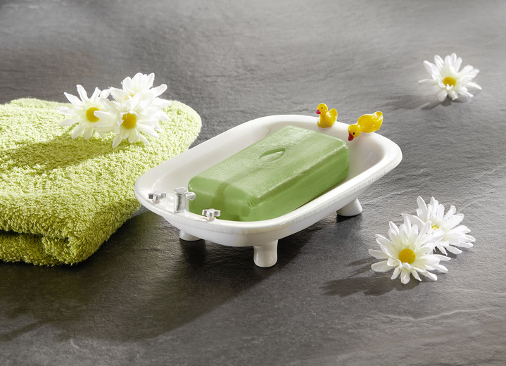 Zubehör - Seifenschale aus Keramik, in Farbe WEISS-GELB Ansicht 2