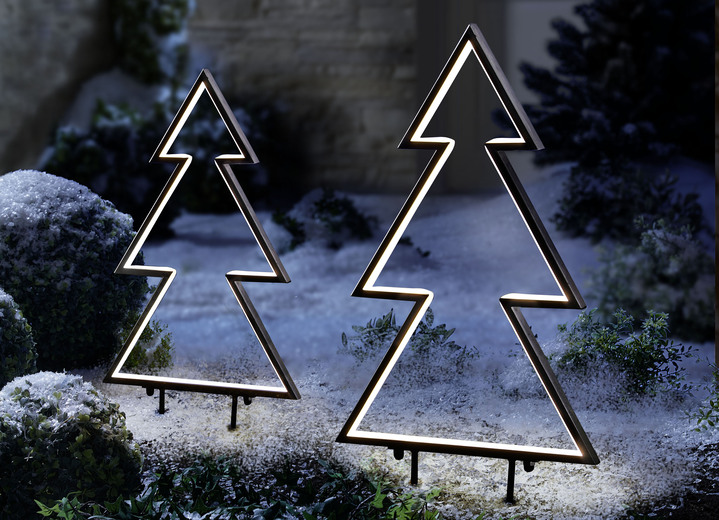 Außendekorationen - LED-Metallbaum mit Erdspießen, in Farbe SCHWARZ, in Ausführung LED-Metallbaum, klein