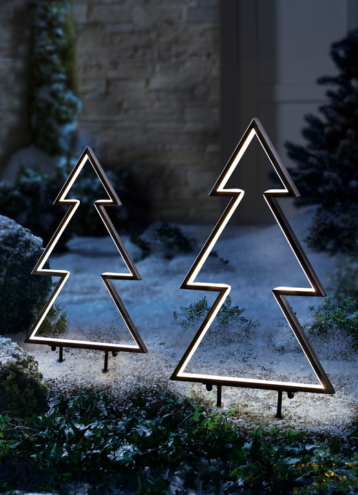 Winterlicher Garten - LED-Metallbaum mit Erdspießen, in Farbe SCHWARZ, in Ausführung LED-Metallbaum, klein
