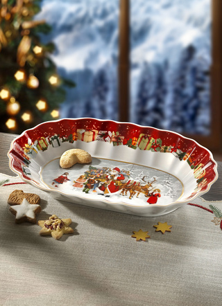 Villeroy & Boch - Wunderschöne Ovale Schale, in Farbe WEISS-ROT