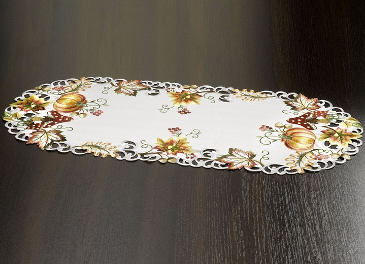 Herbstimpressionen - Tisch- und Raumdekoration mit herbstlichen Motiven, in Größe 101 (Deckchen, 35x 50 cm) bis 404 (Kissenbezug, 40x 40 cm), in Farbe SEKT-BUNT Ansicht 4