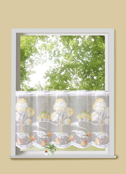 Herbstimpressionen - Kurzstore mit Stangendurchzug, in Größe 786 (H45xB 84 cm) bis 861 (H60xB150 cm), in Farbe WEIß-BUNT Ansicht 1