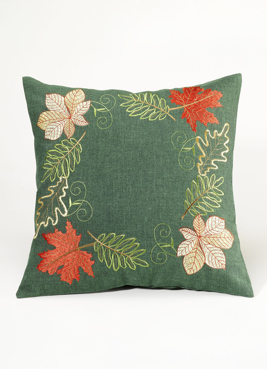 Tischdecken - Herbstliche Tisch- und Raumdekoration mit Blattmotiven, in Größe 101 (Deckchen, 35x 50 cm) bis 404 (Kissenbezug, 40x 40 cm), in Farbe WEISS-BUNT Ansicht 4