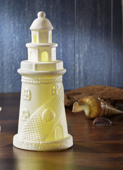 Wohnaccessoires - LED-Leuchte aus Keramik, in Farbe WEISS, in Ausführung Leuchtturm Ansicht 1