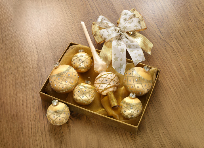- Hochwertiger Weihnachtsbaumschmuck, in Farbe GOLD, in Ausführung Schleifen-Set, 6-teilig Ansicht 1
