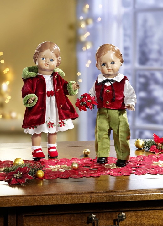 Puppen - Klassik-Puppe aus hochwertigem Tortulon, in Farbe ROT-GRÜN, in Ausführung Puppe 
