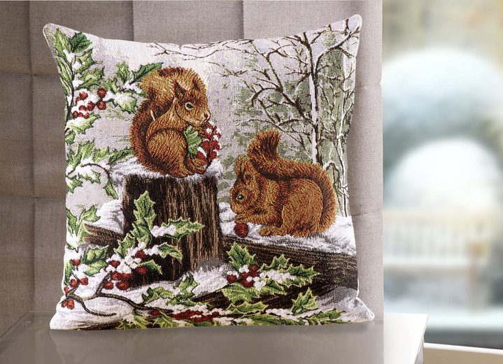 Kissenbezüge - Kissenbezug Eichhörnchen aus Gobelin, in Farbe BUNT