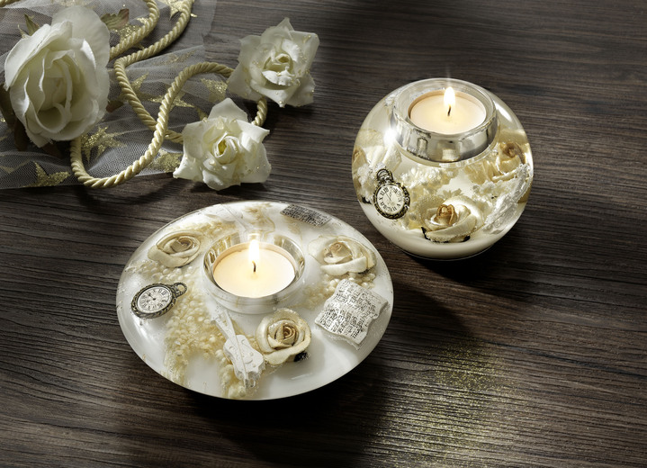 Wohnaccessoires - Teelichthalter aus mundgeblasenem Glas von Dreamlight, in Farbe CREME-WEISS, in Ausführung Kugel