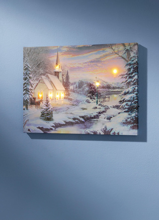 Batteriebetriebenes LED-Bild mit Winterlandschaft