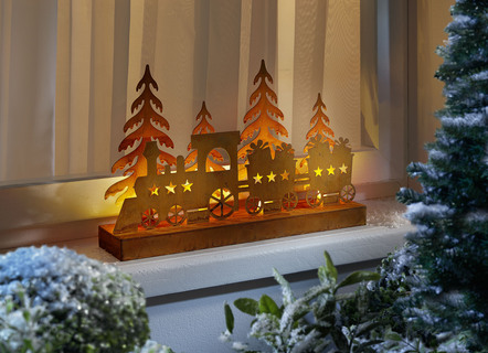 LED-Silhouette Weihnachtszug aus Metall