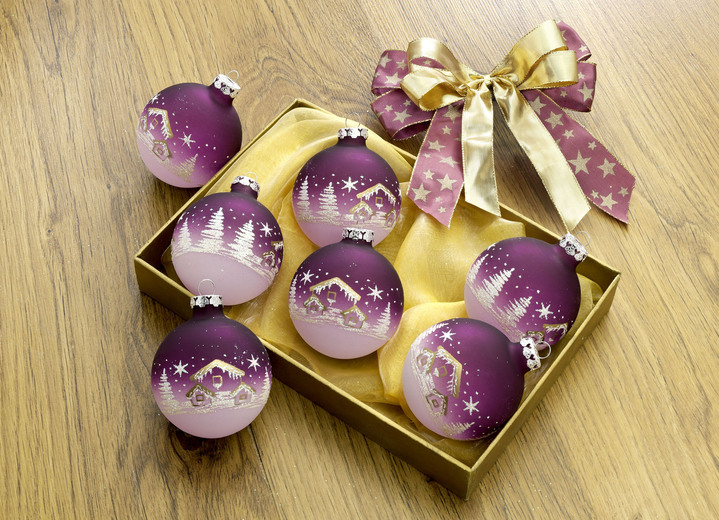 - Baumschmuck, in Farbe LILA-GOLD, in Ausführung Schleifen-Set, 6-teilig
