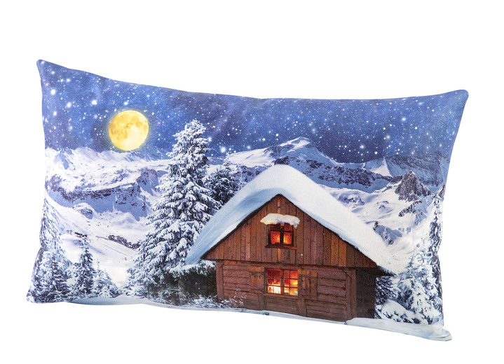 Kissenbezüge - Kissenbezug Winterhütte mit Reißverschluss, in Größe 900 (30x50 cm) bis 905 (40x40 cm), in Farbe BLAU Ansicht 1