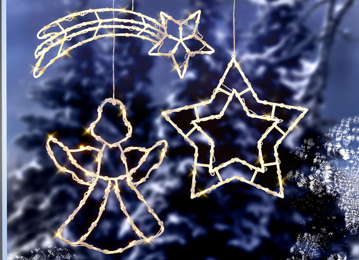 Weihnachten - Beleuchtete Fensterdekorationen, batteriebetrieben, in Farbe WEISS, in Ausführung Stern Ansicht 2