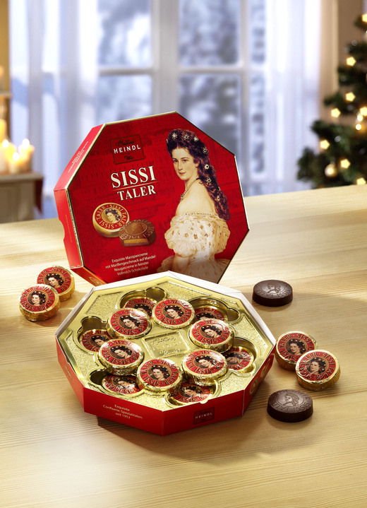 Weihnachtsleckereien - Sissi-Taler von der Confiserie Heindl, Wien, in Farbe ROT