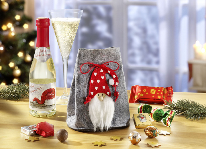 Weihnachtsleckereien - Wichtel-Säckchen mit süßer Füllung und Secco, in Farbe BUNT