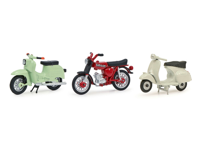 Sammlermodelle - Motorroller, 3er-Set, von Schuco, in Farbe GRÜN/GRAU/ROT