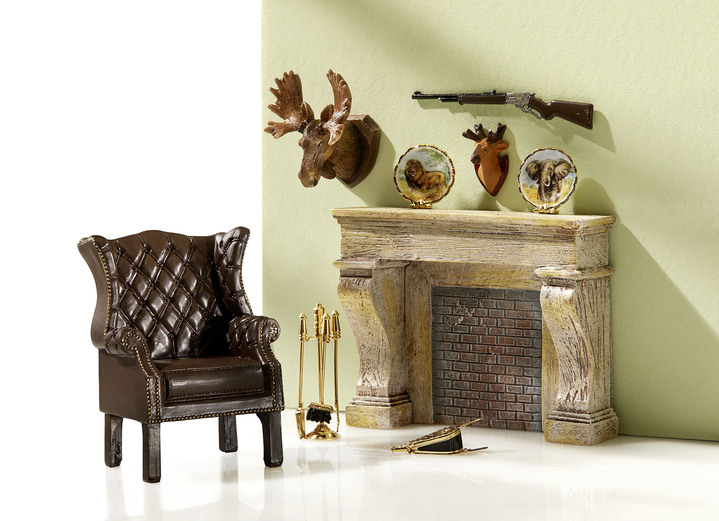 Geschenkideen - Reutter Mini-Welt Jagdzimmer, in Farbe WEIß, in Ausführung Miniatur-Kamindekoration