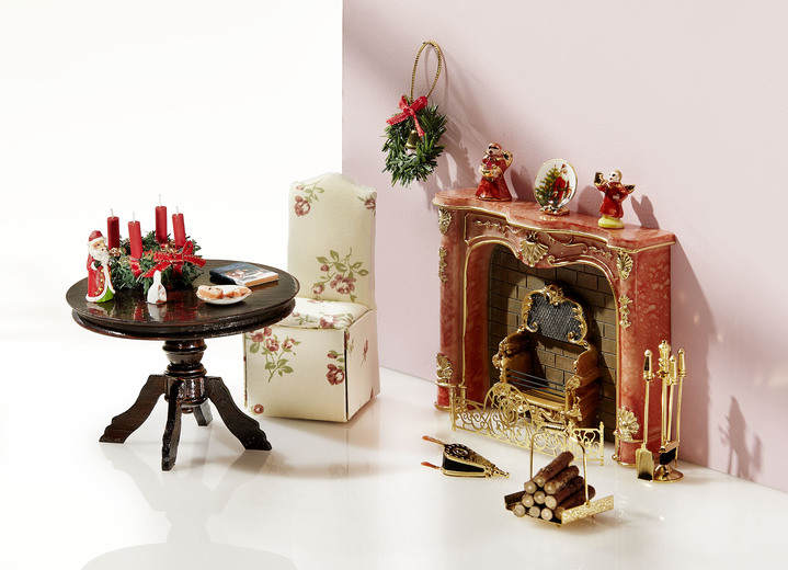 - Reutter Mini-Welt Weihnachtszimmer, in Farbe BEIGE-ROSÉ, in Ausführung Miniatur-Stuhl mit Husse Ansicht 1