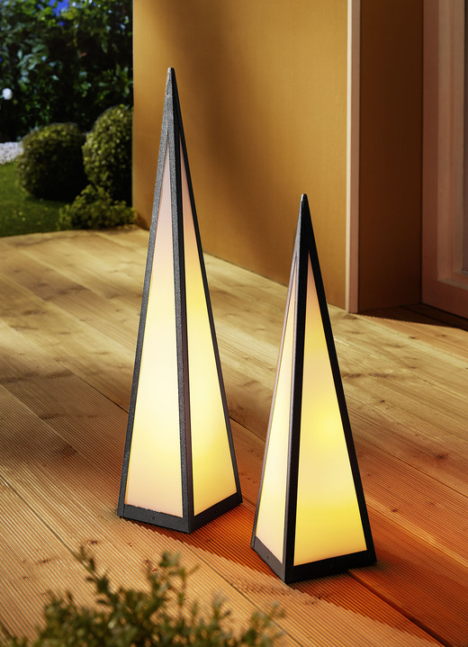 Gartendekoration - LED-Pyramide mit Fernbedienung und Timer, in Farbe SCHWARZ-WEISS, in Ausführung mit 28 LEDs Ansicht 1