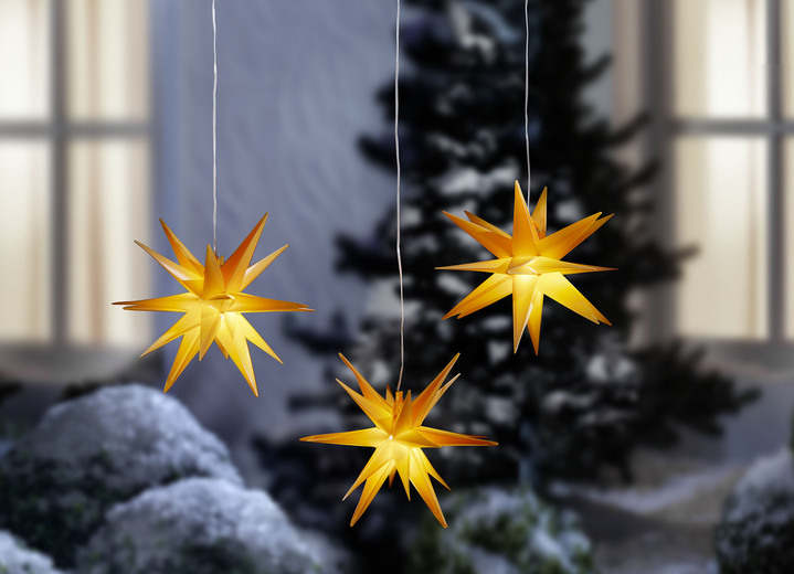 Außendekorationen - 3er Set LED-Sterne, mit Timerfunktion, in Farbe ROT Ansicht 2