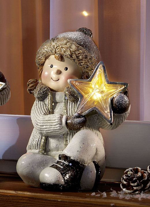 Außendekorationen - Figur Winterkind mit Stern, in Farbe WEIß, in Ausführung Mädchen Ansicht 1